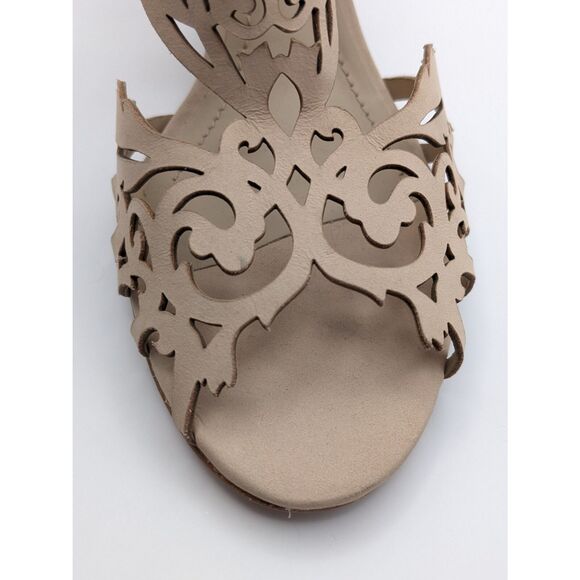 Klub Nico Marcela 3 Laser Cutout Heels Size 11 Nude Nubuck MSRP $225 - Picture 5 of 12